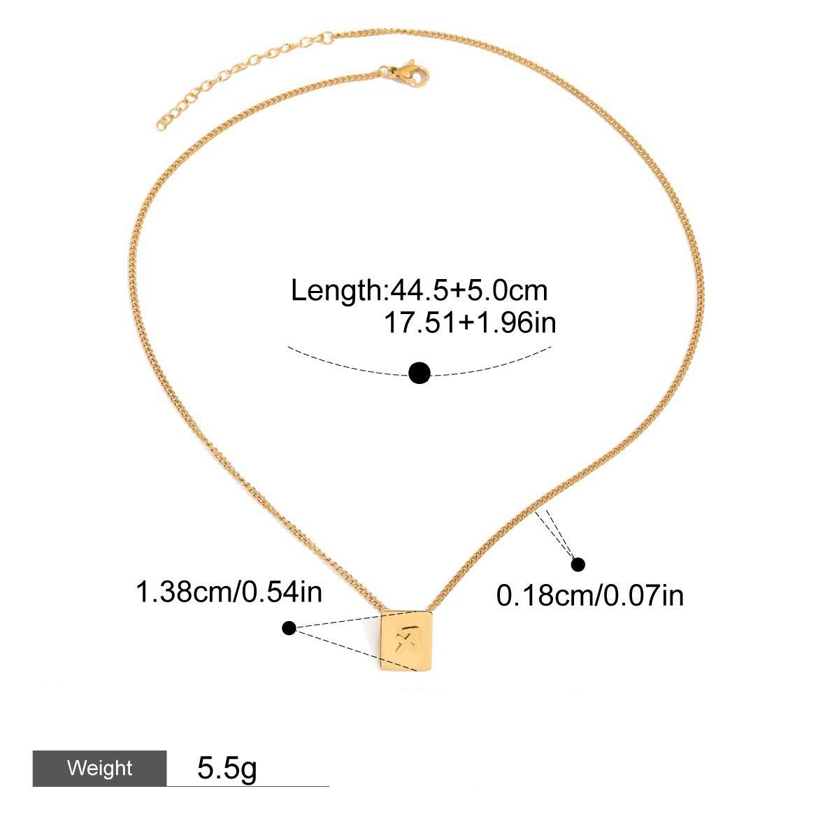 Kaze Zodiac Square Necklace | 18K Gold Celestial Pendant Necklace for Women Sagittarius