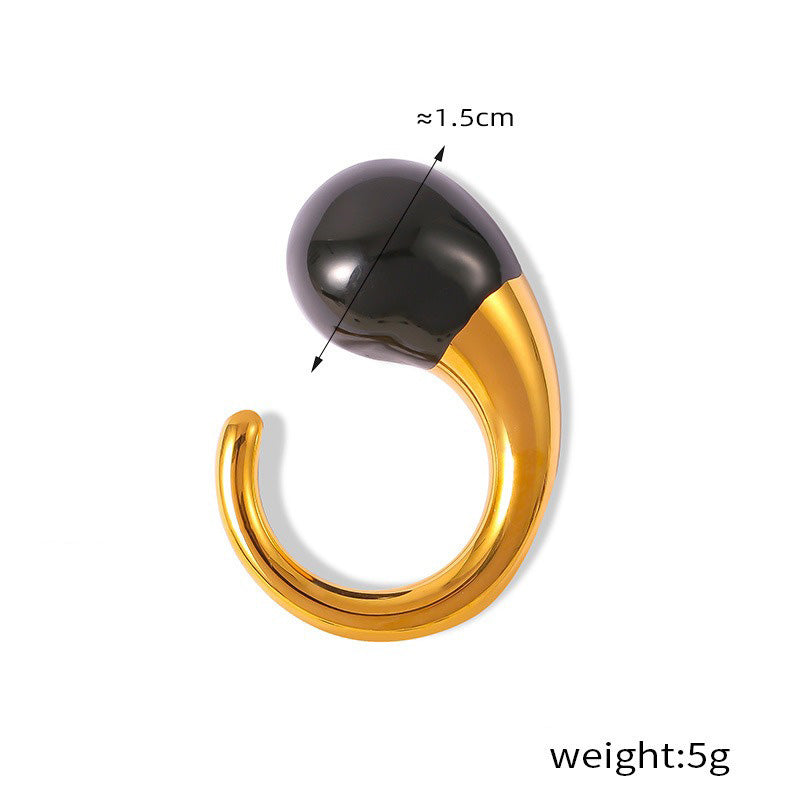 Kaze Trendy Personalized Teardrop-Shaped Ring | 18K Gold Ring in Red &amp; Black Gold &amp; Silver Black Adjustable