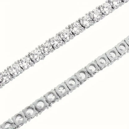 Kaze S925 Sterling Silver Sparkling Rhinestone Tennis Chain | 4mm Zircon Bracelet in 4 Lengths
