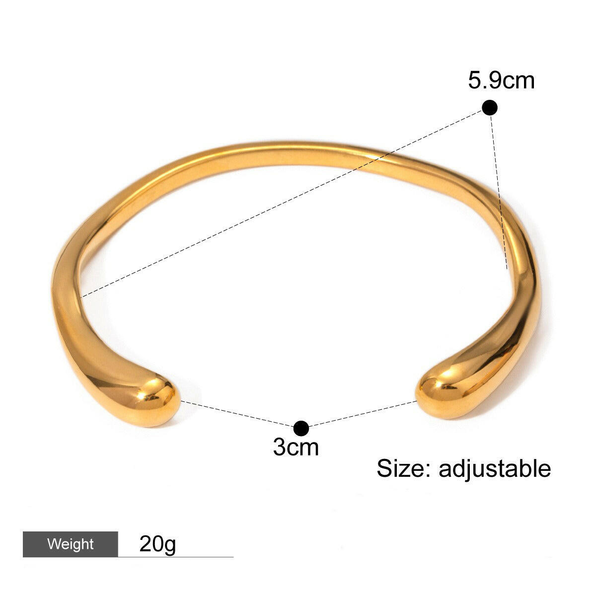 Kaze Wide Textured Gold Bracelet | 18K Gold-Plated Geometric Statement Bangle Style C-24