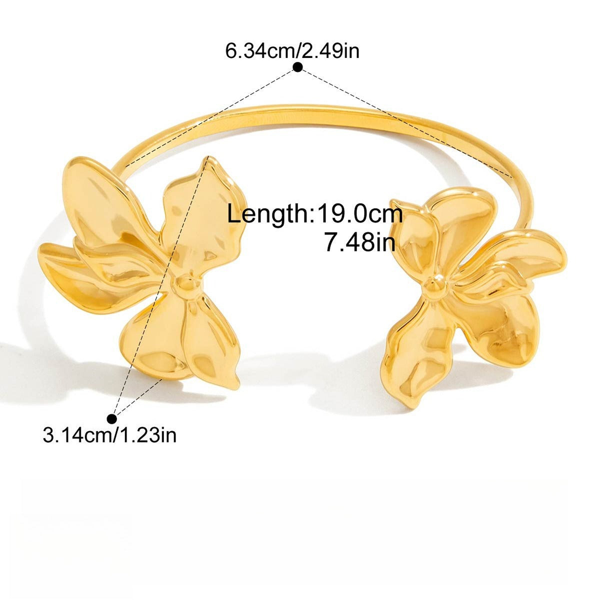 Kaze Bougainvillea Flower Jewellery Set | 18K Gold Floral Ring, Earrings, Necklace &amp; Bracelet Bracelet