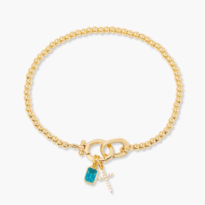 Kaze Moonstone Heart Knot Birthstone Bracelet | 18K Gold Personalised Bracelet November