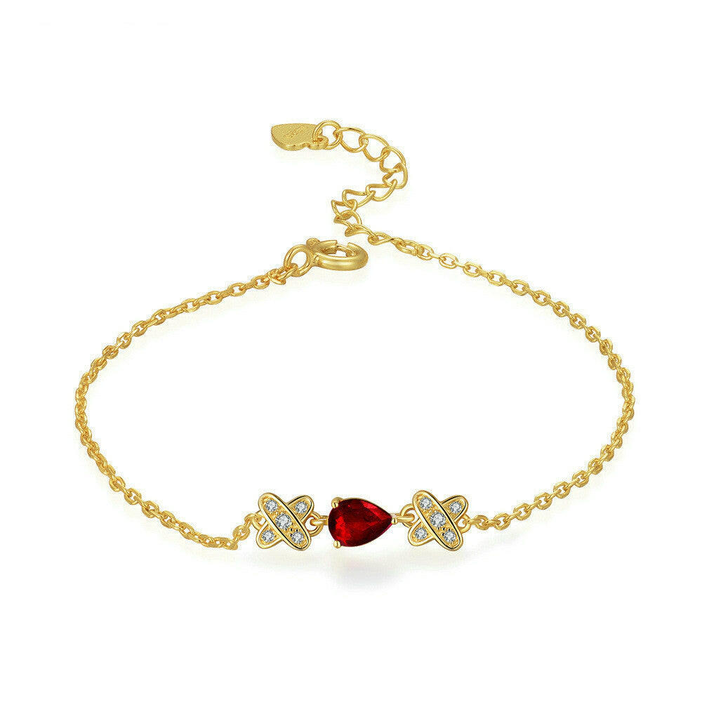 Kaze Natural Ruby Gold S925 Sterling Silver Bracelet | Genuine Ruby Adjustable Bracelet Ruby S925 silver