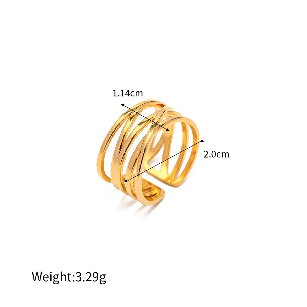 Kaze Simple Elegant Cross-Shaped Design Ring | 18K Gold Adjustable Open Band Ring