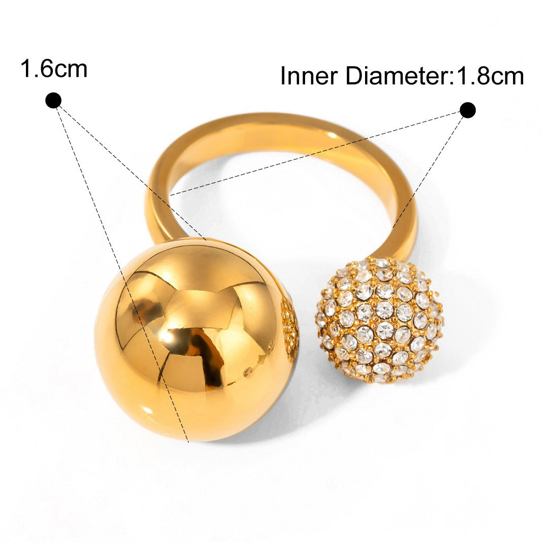 Kaze Large and Small Ball Diamond Ring | 18K Gold Sculptural Statement Ring in Gold &amp; Silver Gold