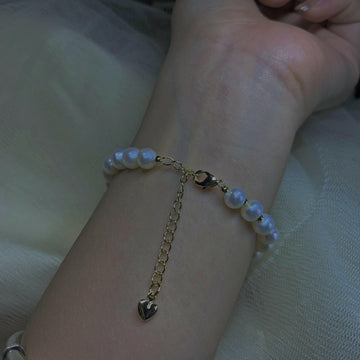 Kaze Four-Sided Light Freshwater Pearl Bracelet | 7–8mm White Pearl Copper Bracelet