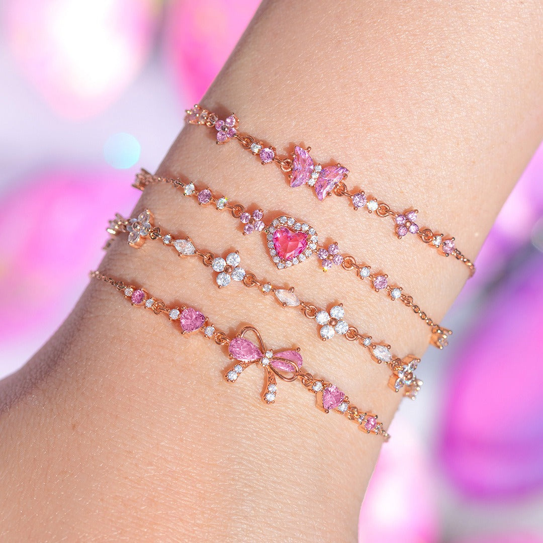 Kaze Love Zircon Butterfly Festival Bracelet | Heart Copper Zircon Bracelet in Gold, Silver &amp; Rose Gold