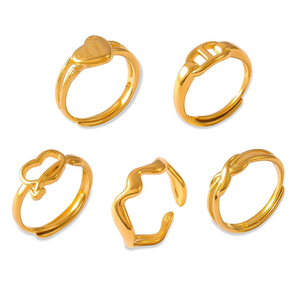 Kaze Simple Geometric Versatile Ring | 18K Gold PVD Stainless Steel Ring in 10 Styles