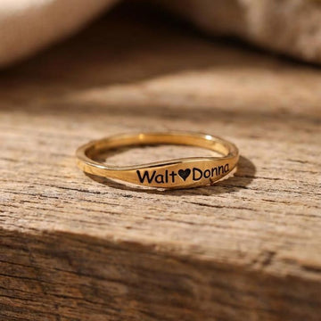 Kaze Custom Engraved Smooth Name Ring | Inside &amp; Outside Personalised Ring in Silver, Gold &amp; Rose Gold