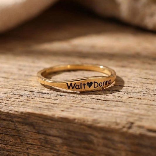 Kaze Custom Engraved Smooth Name Ring | Inside &amp; Outside Personalised Ring in Silver, Gold &amp; Rose Gold