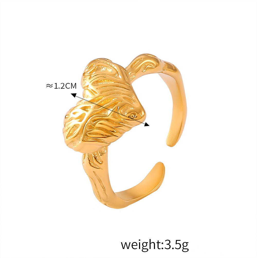 Kaze Classic Retro Geometric Zirconia Ring | 18K Gold Light Luxury Ring in 16 Style Variants Style D-32 Gold