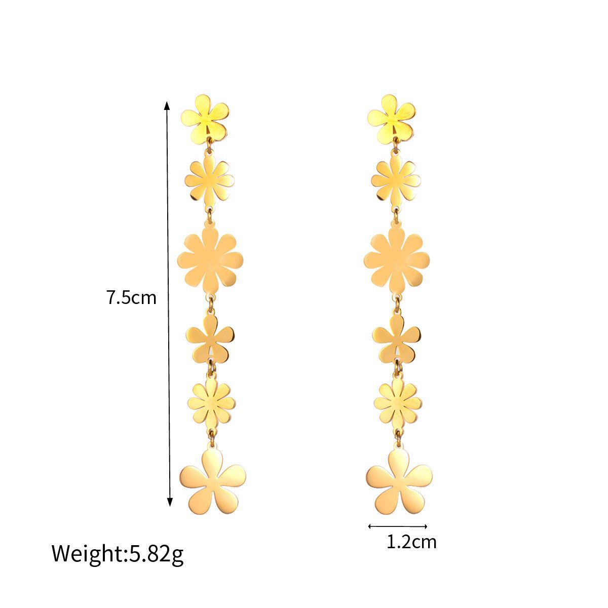 Kaze 18K Gold Exquisite Flower Necklace, Earrings and Bracelet Set | 13-Piece Botanical Jewellery Collection Style J-Earring-11