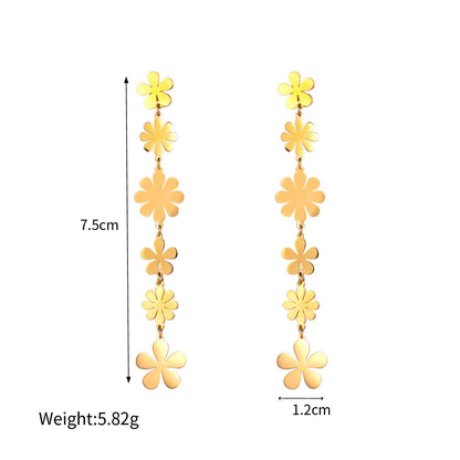 Kaze 18K Gold Exquisite Flower Necklace, Earrings and Bracelet Set | 13-Piece Botanical Jewellery Collection Style J-Earring-11