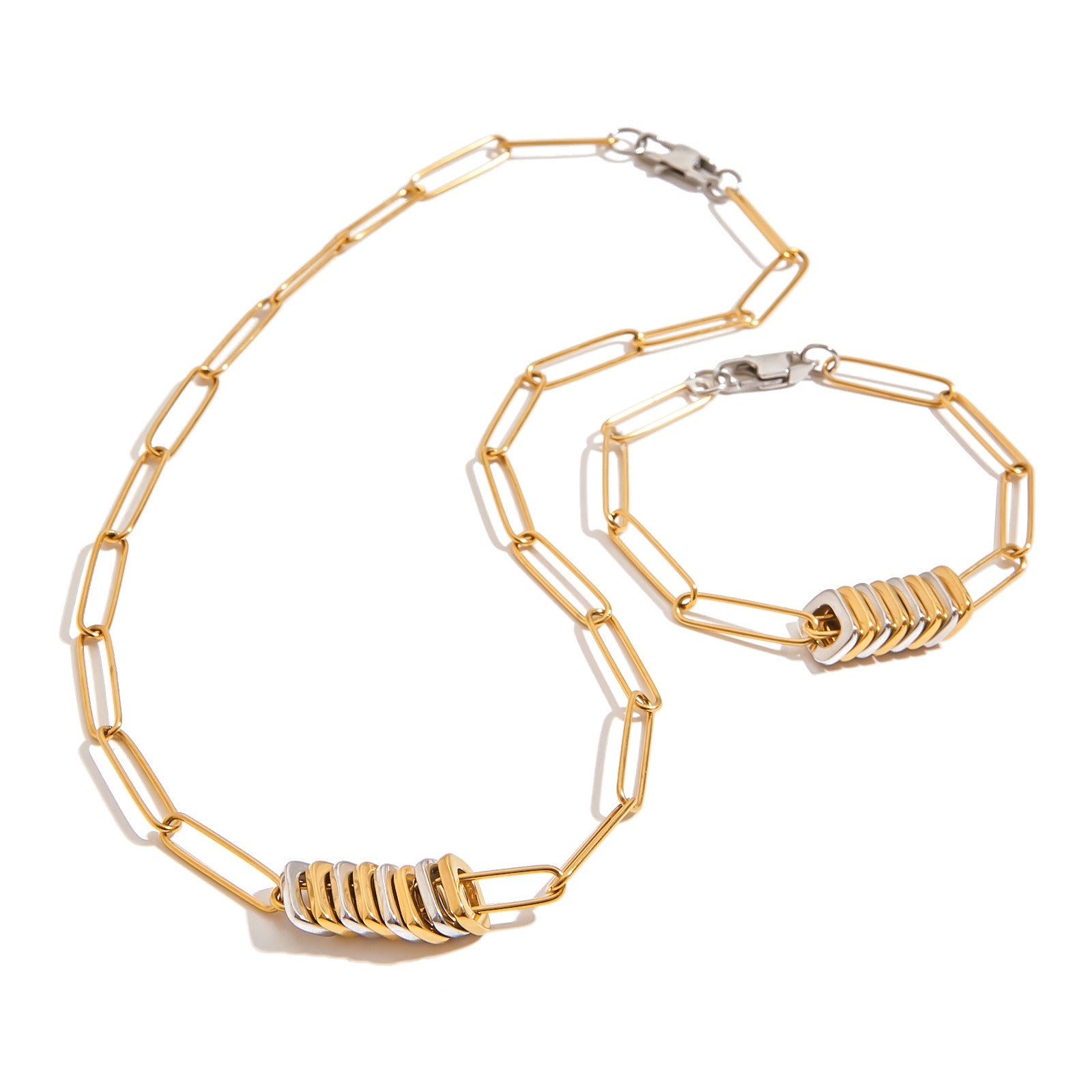 Kaze Titanium Steel Light Luxury Clavicle Chain Set | Necklace &amp; Bracelet in Premium Titanium