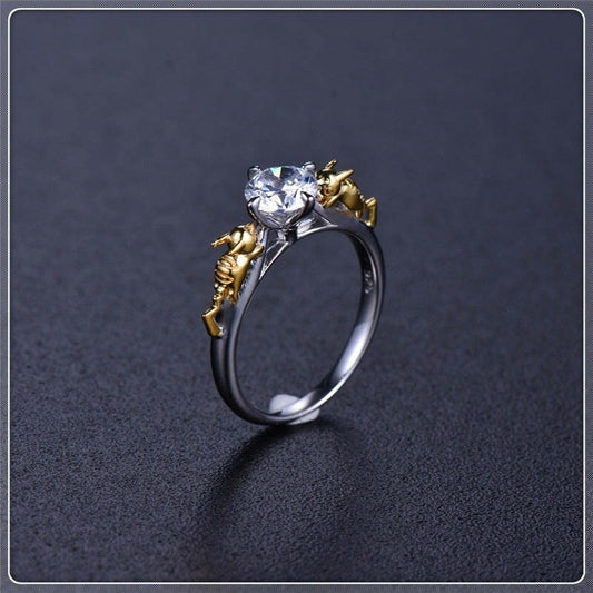 Kaze Prism Aura Crown-Style Copper Ring | Black Gold Geometric Statement Ring Black gold