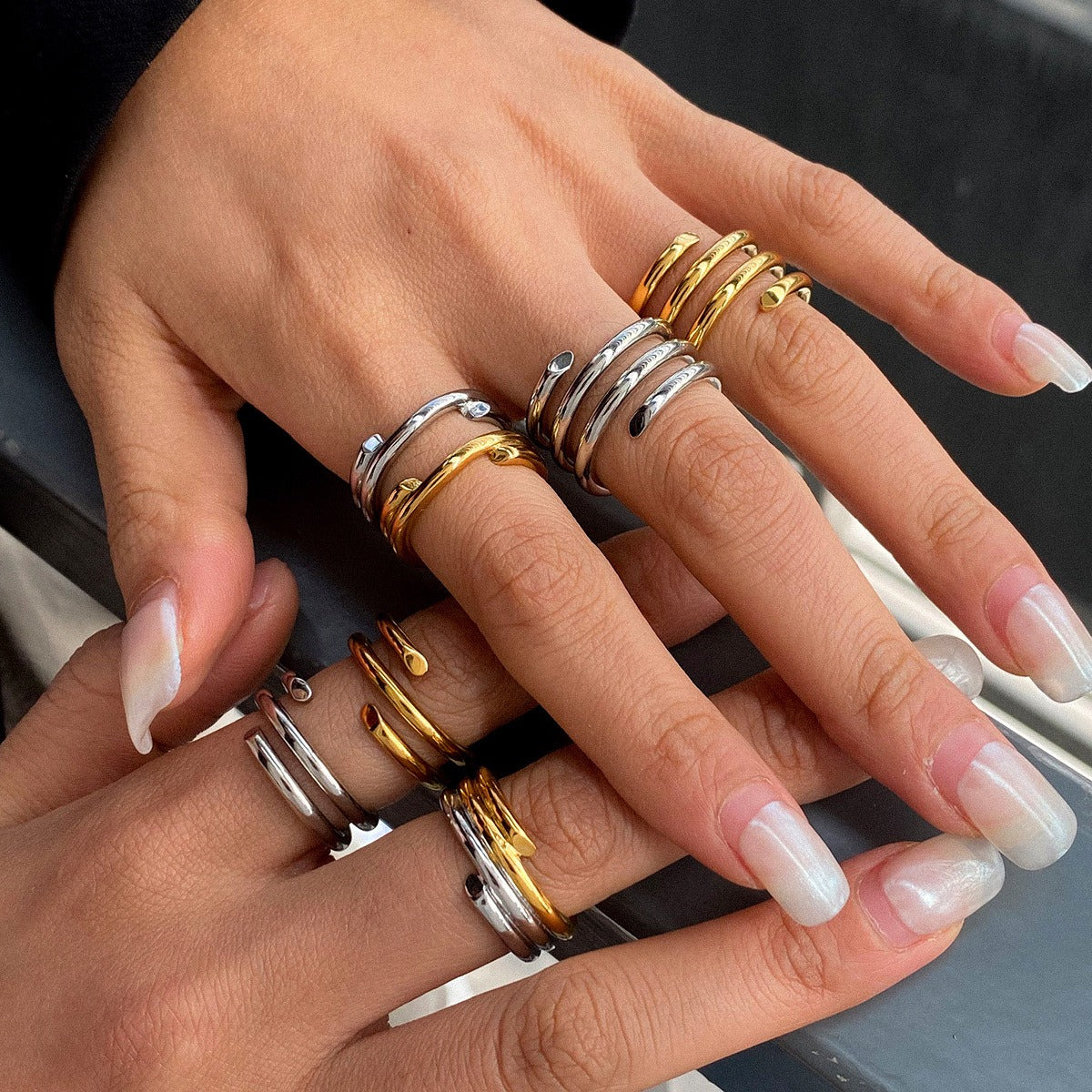 Kaze 18K Gold Titanium Stacking Ring Collection | 28 Minimalist Band Designs Size 7 US