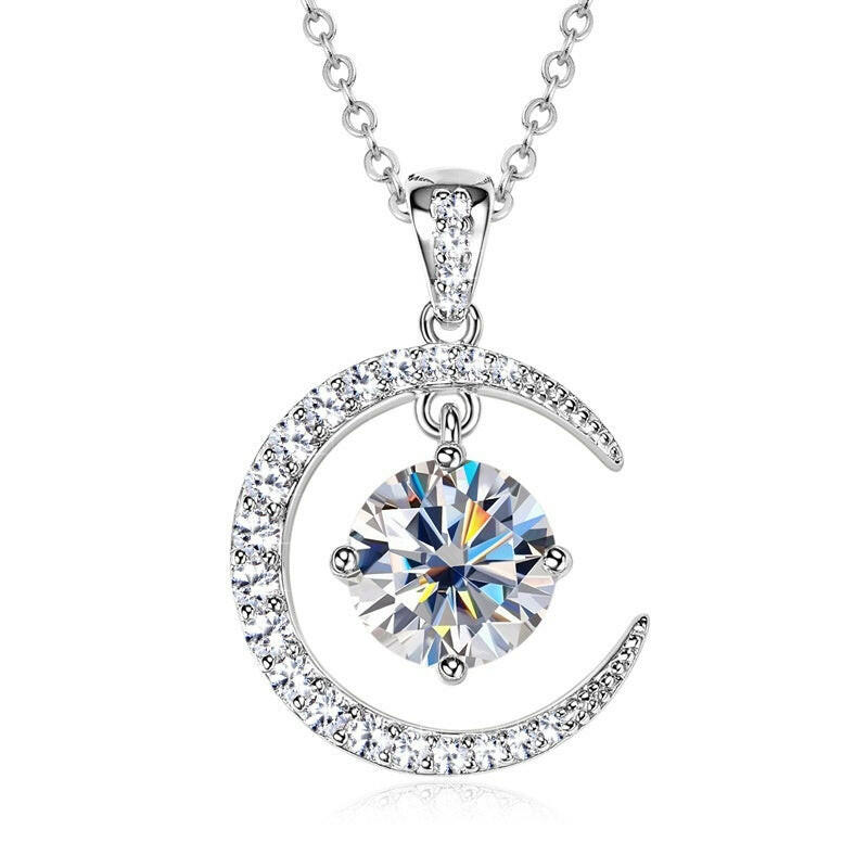 Kaze Minimalist S925 Crescent Moissanite Pendant Necklace | D-Color VVS1 Silver Necklace