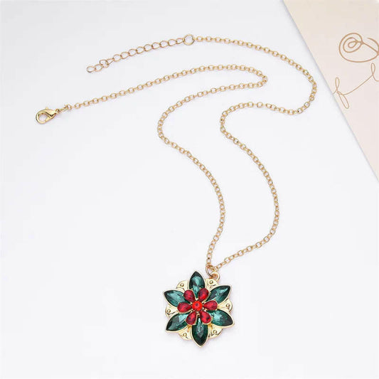 Kaze Vintage Colourful Flower Pendant Necklace | Alloy Floral Charm Necklace for Women