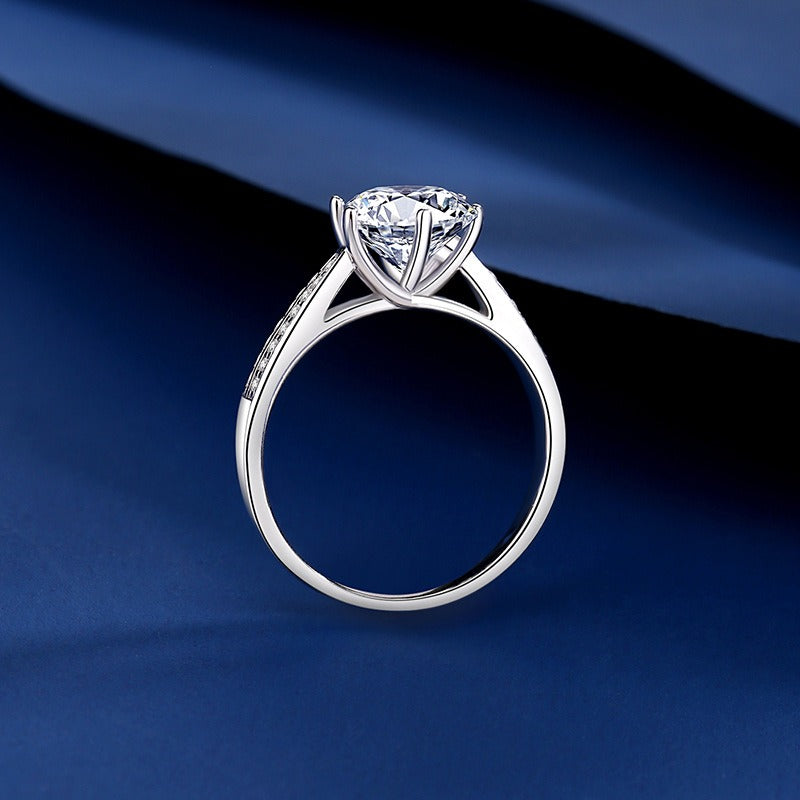 Kaze S925 2-Carat Moissanite Ring | D-Color Sterling Silver Ring in Sizes 5–9 US