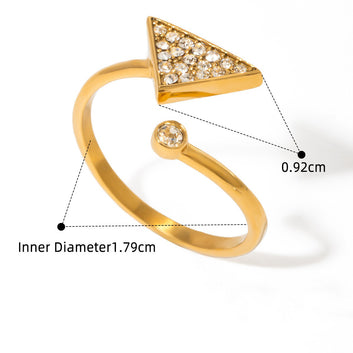 Kaze Personalised Triangular Diamond Ring | 18K Gold Statement Ring in Gold &amp; Silver Gold Adjustable