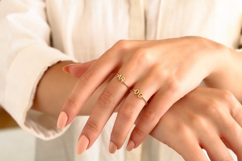 Kaze Customized Initial Open Ring | Personalised Engraved Ring in Silver, Gold &amp; Rose Gold