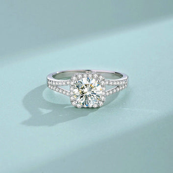 S925 Sterling Silver Square Moissanite Ring