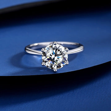 S925 Sterling Silver Classic Six-Prong Elegant Ring