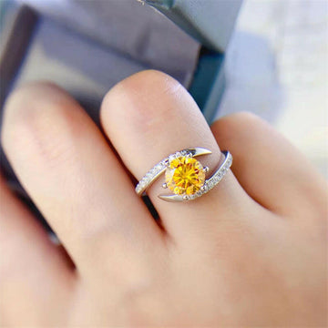 Kaze Yellow Moissanite Statement Ring | D-Color VVS1 Luxury Ring Sizes 9–20 yellow