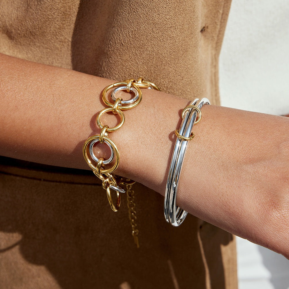 Kaze Two-Tone Multi-Strand Bracelet | 18K Gold &amp; S925 Silver Contrast Bracelet