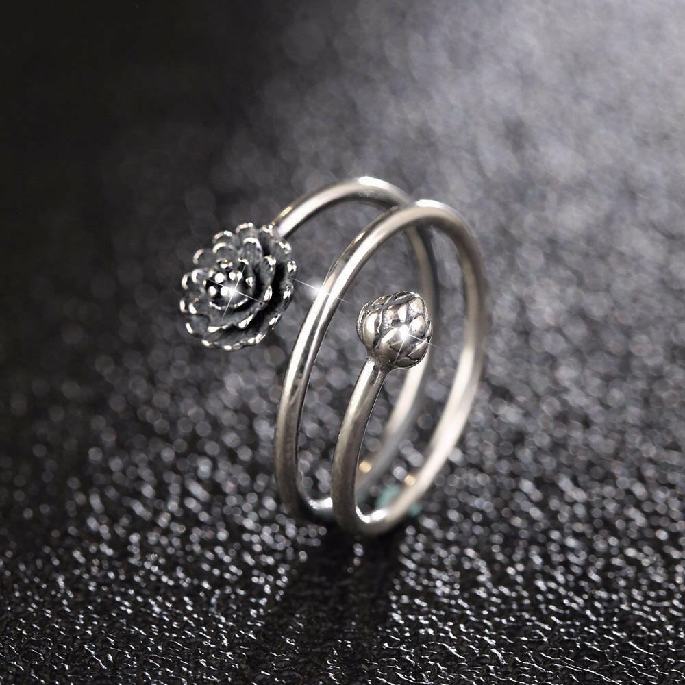 Kaze Simple Lotus Ring | S925 Sterling Silver Adjustable Minimalist Ring