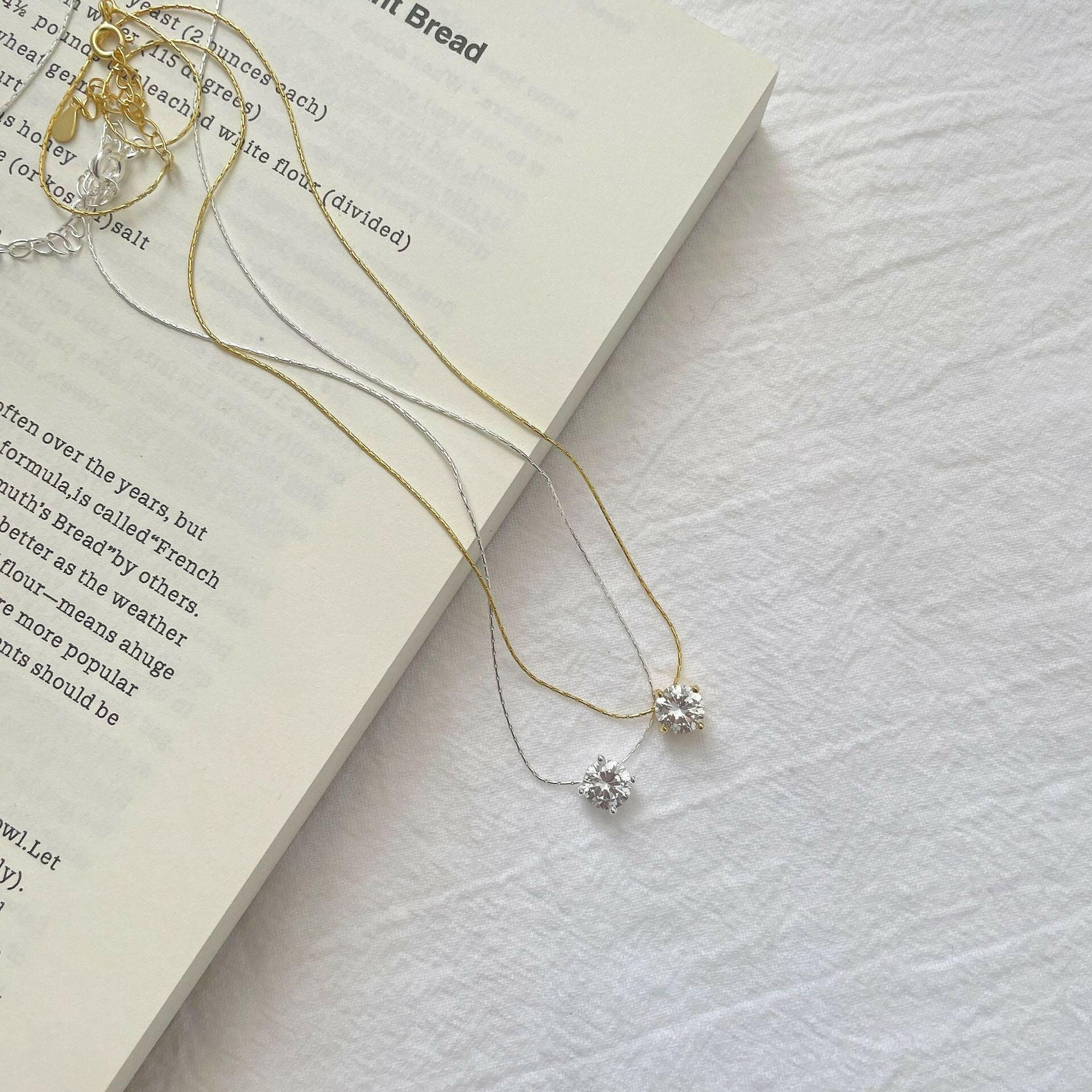Kaze S925 Diamond Pendant Snake Bone Chain Necklace | Sterling Silver &amp; Yellow Gold Necklace
