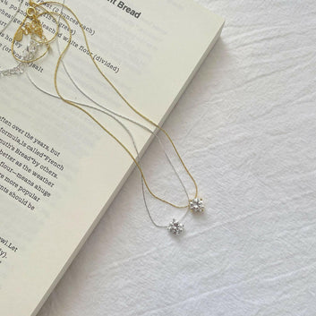 Kaze S925 Diamond Pendant Snake Bone Chain Necklace | Sterling Silver &amp; Yellow Gold Necklace