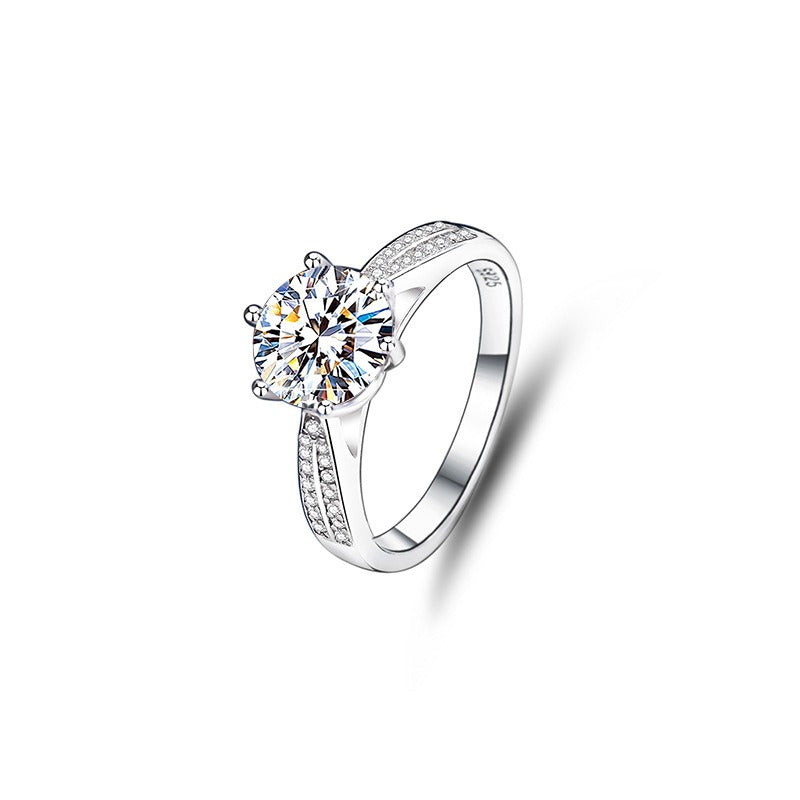 Kaze S925 2-Carat Moissanite Ring | D-Color Sterling Silver Ring in Sizes 5–9 US Empty setting (without the main stone)