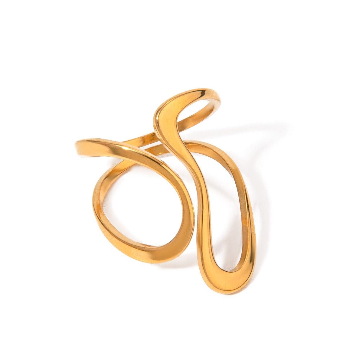 Kaze Trendy Unique Geometric Line Design Ring | 18K Gold Artistic Adjustable Ring Only