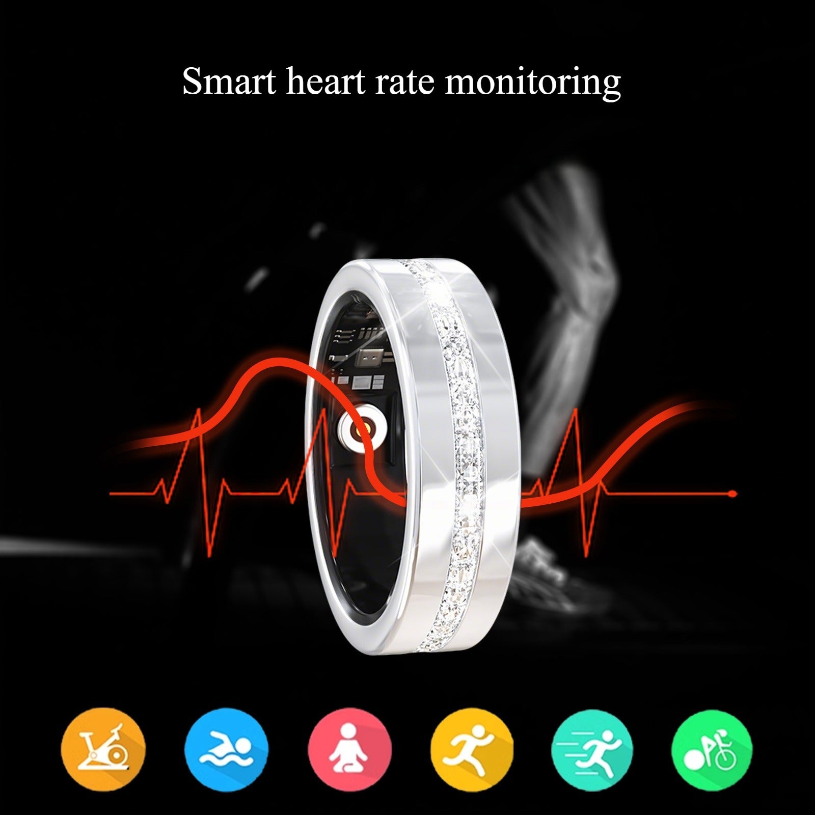 Kaze Smart Health Monitor Titanium Ring | Heart Rate, Blood Oxygen &amp; Sleep Tracking Ring