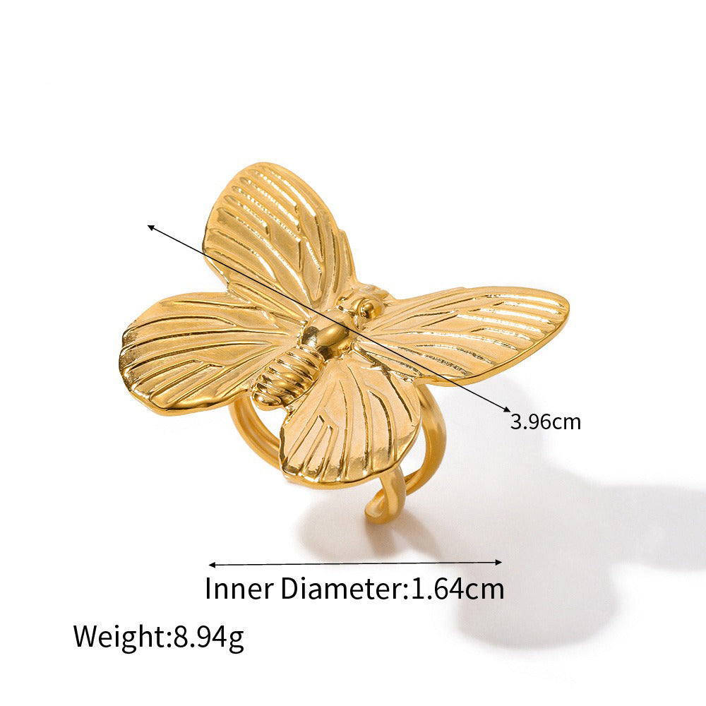Kaze Flower Gemstone Ring | 18K Gold Floral Ring with Gemstone Detail Butterfly shape