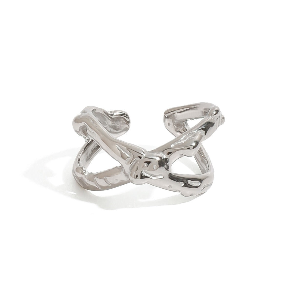 Kaze X-Shape Textured Ring | 18K Gold Statement Ring in Gold &amp; Silver
