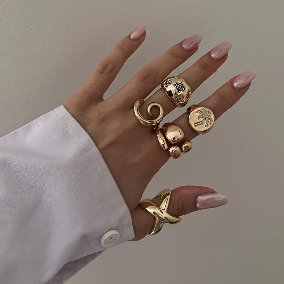 Kaze Stylish Irregular Shape Double-Layer Ring | 18K Gold Adjustable Ring in Gold &amp; Silver