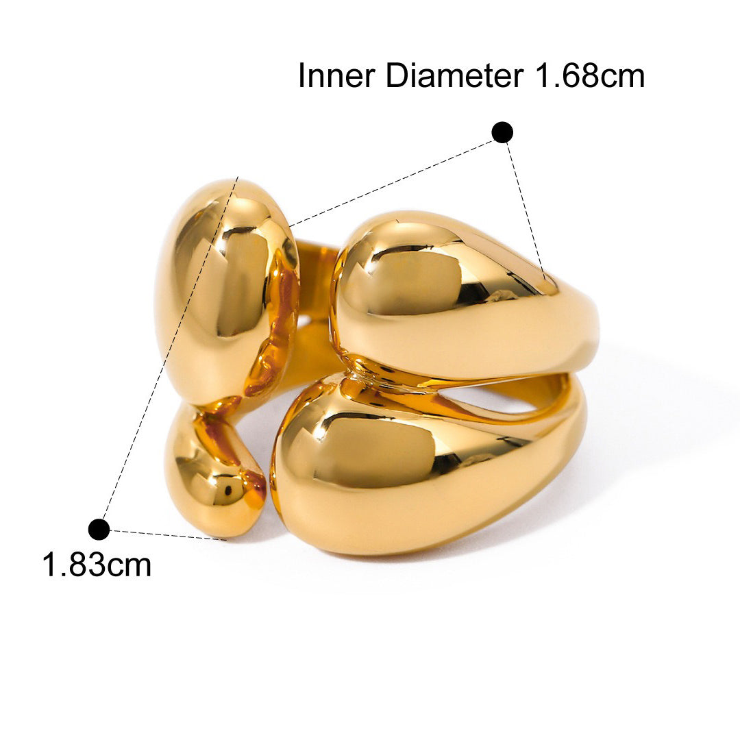 Kaze Stylish Irregular Shape Double-Layer Ring | 18K Gold Adjustable Ring in Gold &amp; Silver Gold Adjustable