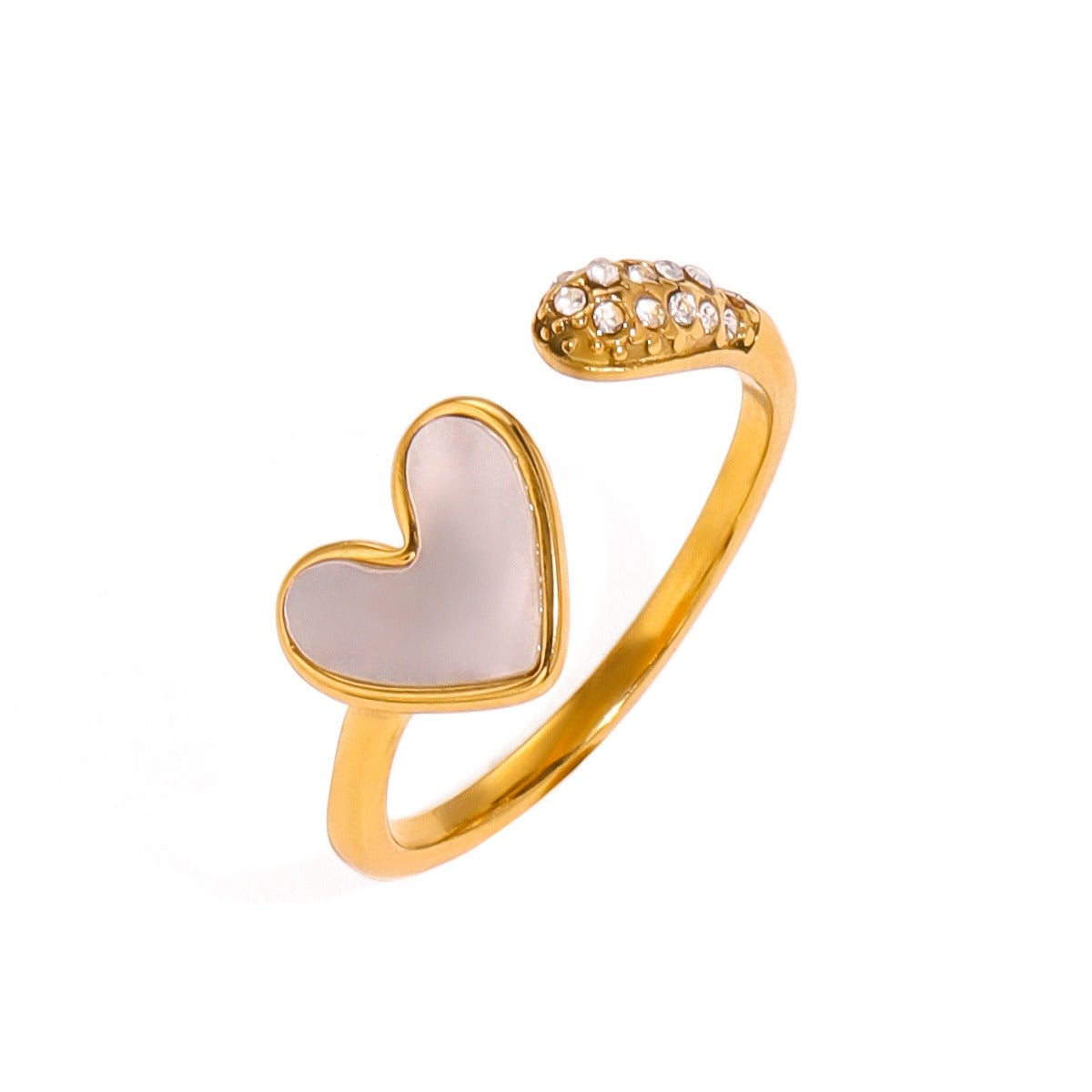 Kaze Heart Gemstone Luxury Ring | 18K Gold Heart-Shaped Ring for Women Adjustable