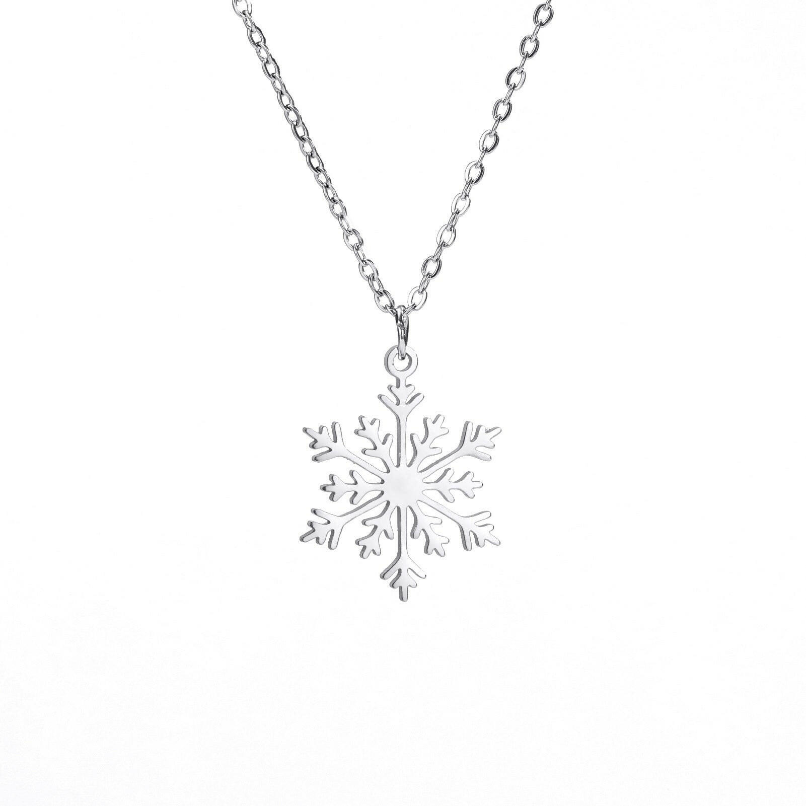 Kaze Elegant Snowflake Pendant Necklace | Titanium Steel Adjustable Necklace in Silver &amp; Gold Steel Color