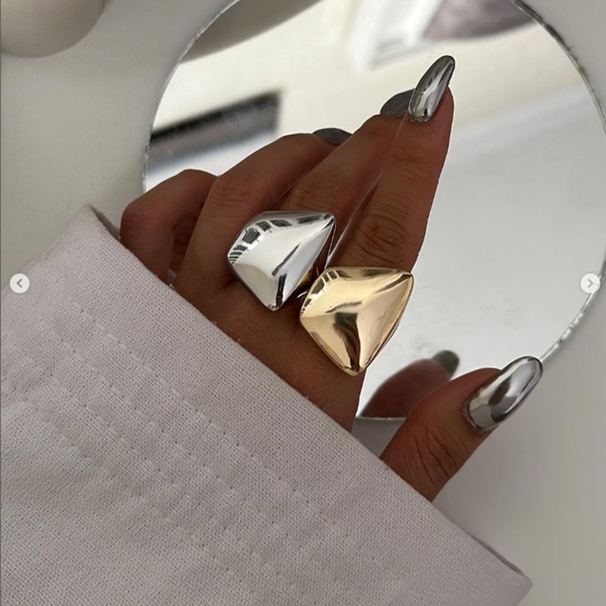 Kaze Simple Trapezoid Open Ring | 18K Gold Minimalist Geometric Ring in Gold &amp; Silver