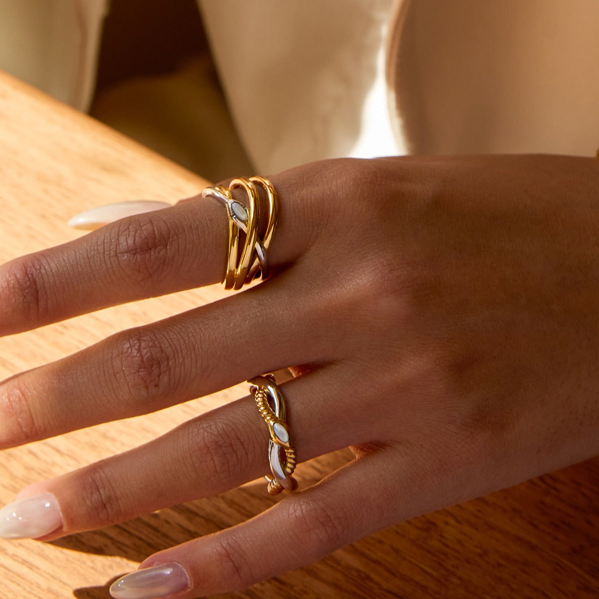 Kaze 18K Gold Snake Ring in Titanium Steel | Serpent Ring in Ring A, B &amp; C Sizes 6–8 US