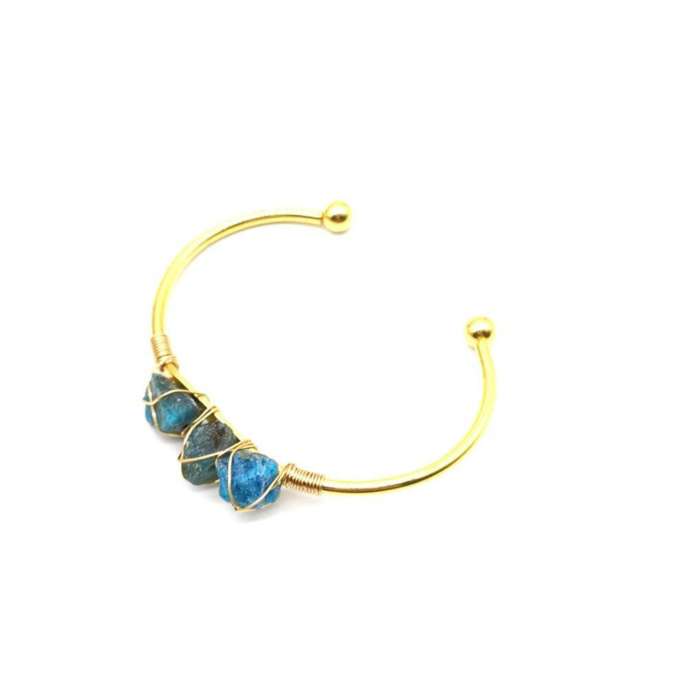 Kaze Braided Natural Gemstone Crystal Bracelet | Handcrafted Adjustable Bracelet with Gold-Plated Accents Blue Crystal Gold Plated