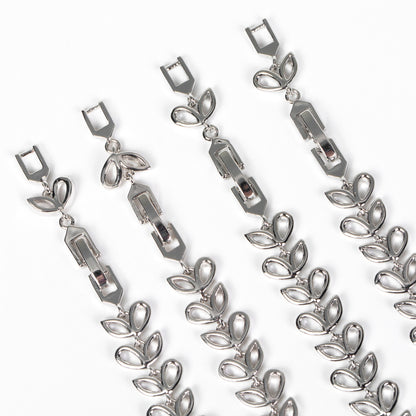 S925 Sterling Silver Micro-Pavé Zirconia Leaf and Fishtail Link Chain Bracelet