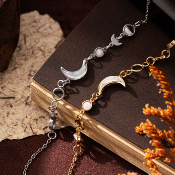 Kaze 18K Gold-Plated Silver Moon and Crescent Bracelet | Celestial Bracelet in Gold &amp; Silver