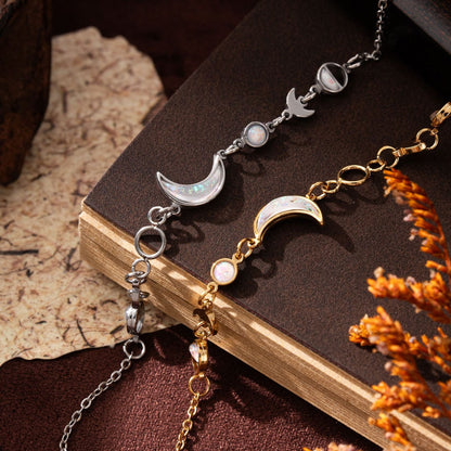 Kaze 18K Gold-Plated Silver Moon and Crescent Bracelet | Celestial Bracelet in Gold &amp; Silver
