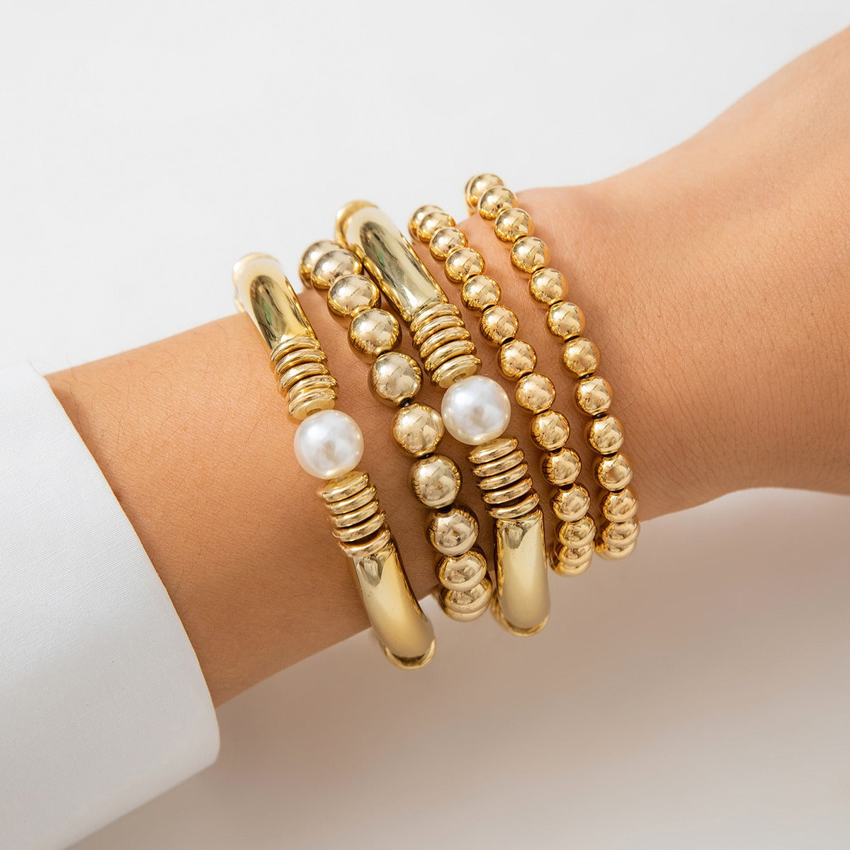 Kaze 18K Gold Bow Pearl Beaded Bracelet | Baroque Pearl Bracelet in 9 Style Variants GoldB