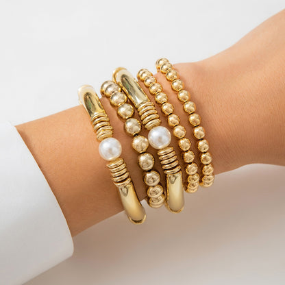 Kaze 18K Gold Bow Pearl Beaded Bracelet | Baroque Pearl Bracelet in 9 Style Variants GoldB