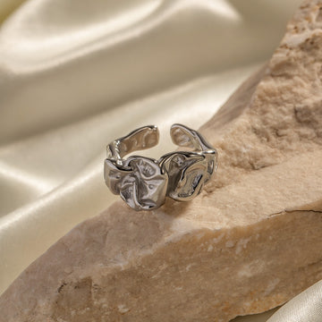 Kaze Bold Lava Shape Open Ring | Titanium Steel Adjustable Statement Ring